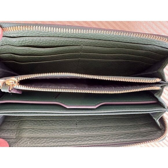Barcos Hunter Green Leather Zippy Long Wallet - Picture 4 of 4